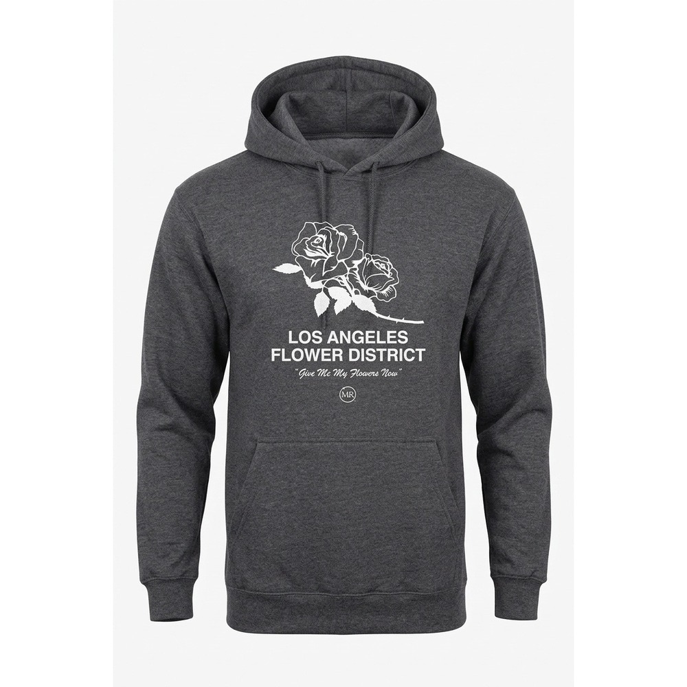 Young & Reckless Los Angeles Flower District Rose Hoodie Mens Medium Grey